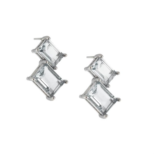 8mm Beyaz Dikdörtgen Küpe