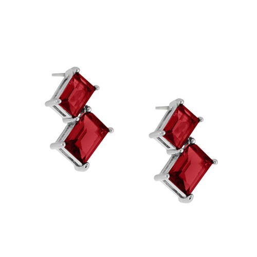 8mm Kırmızı Dikdörtgen Küpe