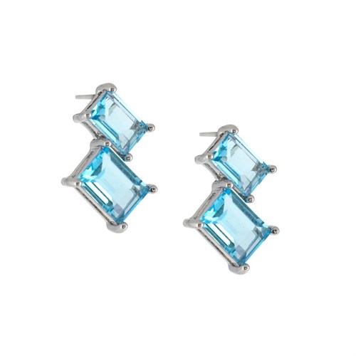 8mm Turkuaz Dikdörtgen Küpe