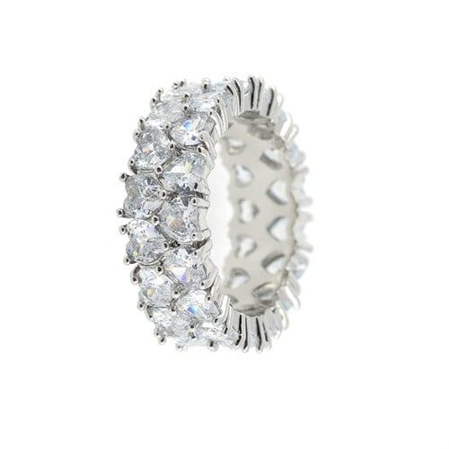 Beyaz Kalpli Çift Sıra Yüzük