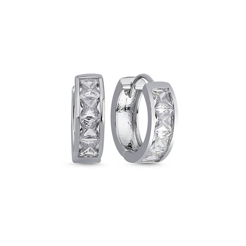 Beyaz Kare Taşlı Küpe