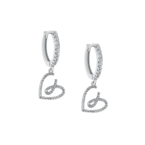 Ribbon Heart Rhodium Küpe