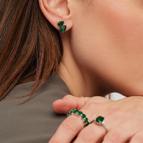 Sarı Damla Taşlı Küpe