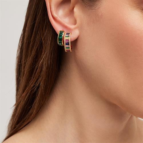 Yeşil Kare Taşlı Küpe