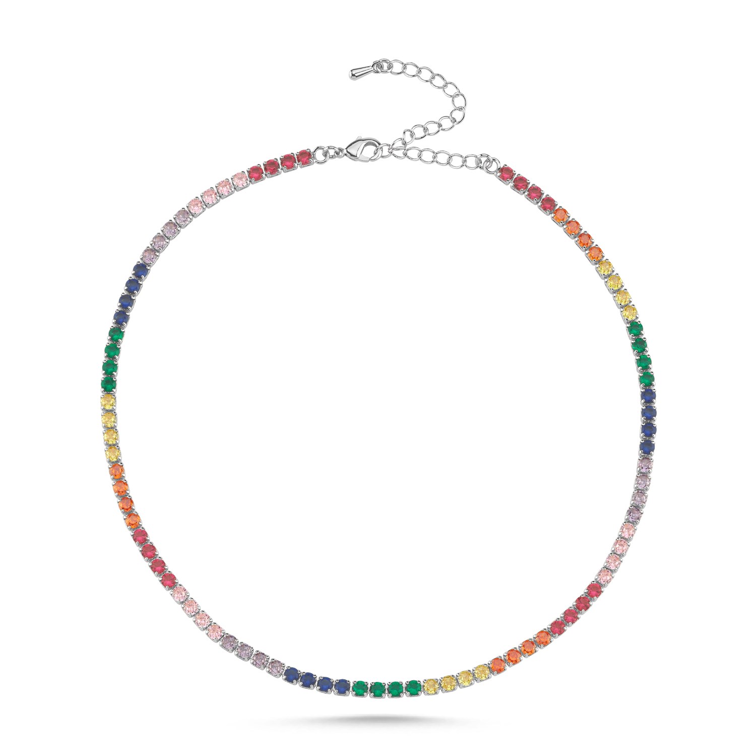 3mm Rhodium Renkli Choker