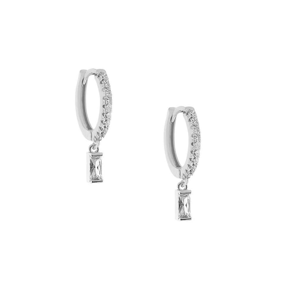 7mm Baget Rhodium Küpe