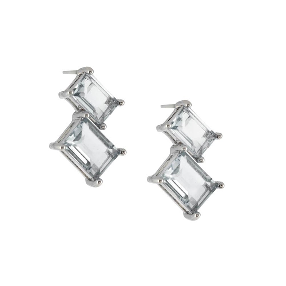 8mm Beyaz Dikdörtgen Küpe