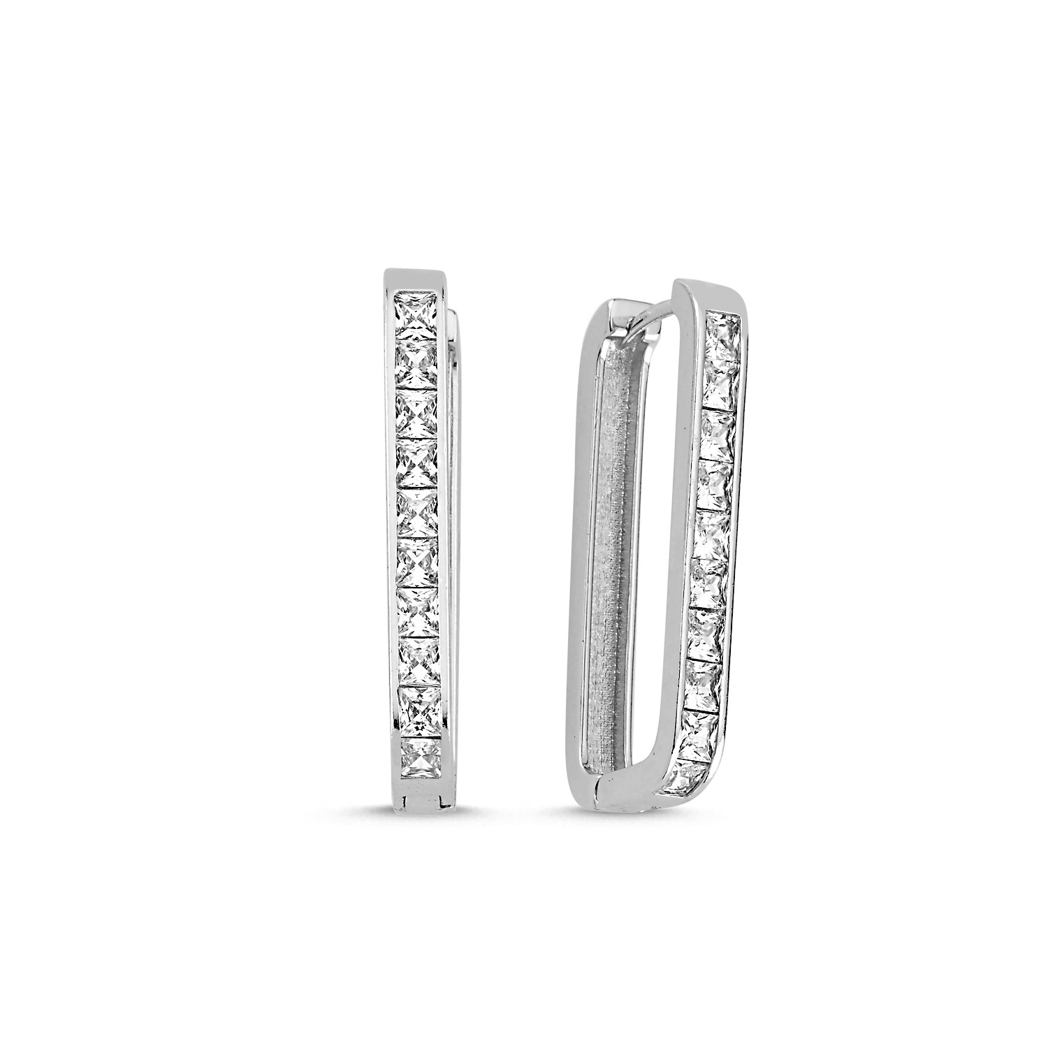 Dörtgen Rhodium Küpe