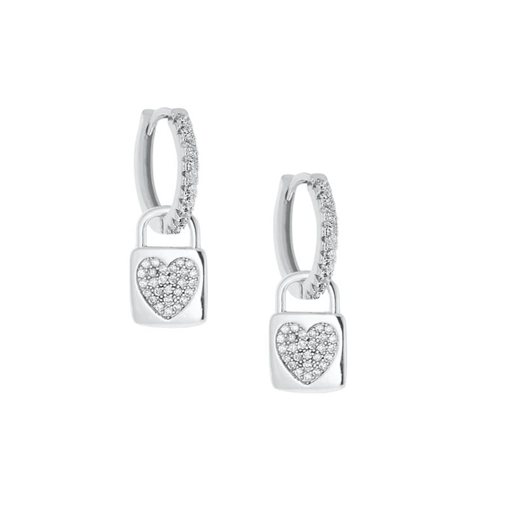 Heartlock Rhodium Küpe