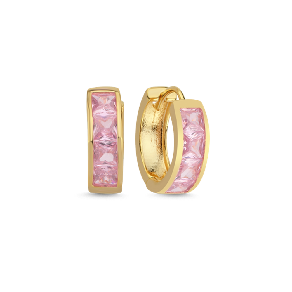 Pembe Kare Taşlı Küpe
