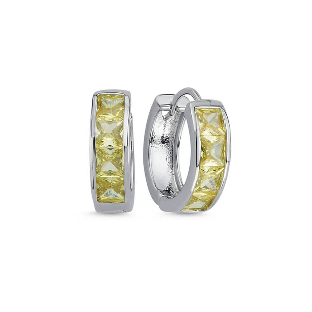 Sarı Kare Taşlı Küpe