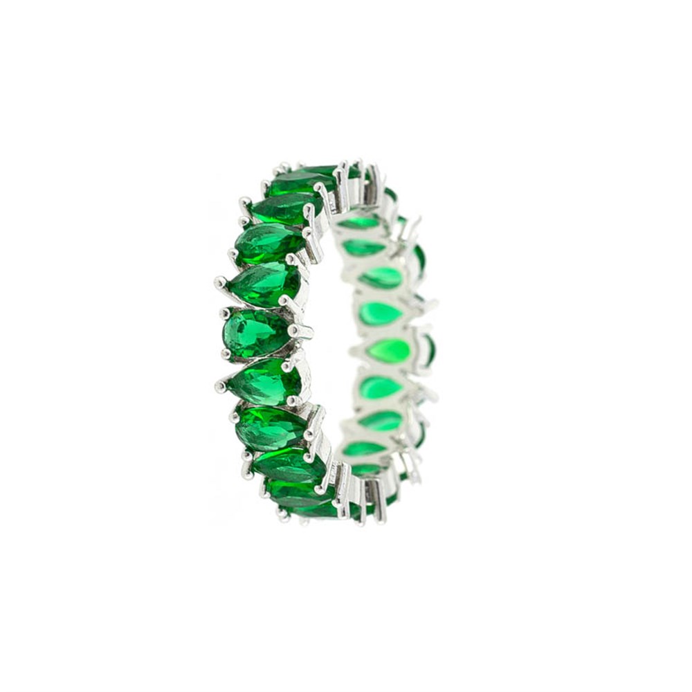 Yeşil Damla Taşlı Tamtur Yüzük