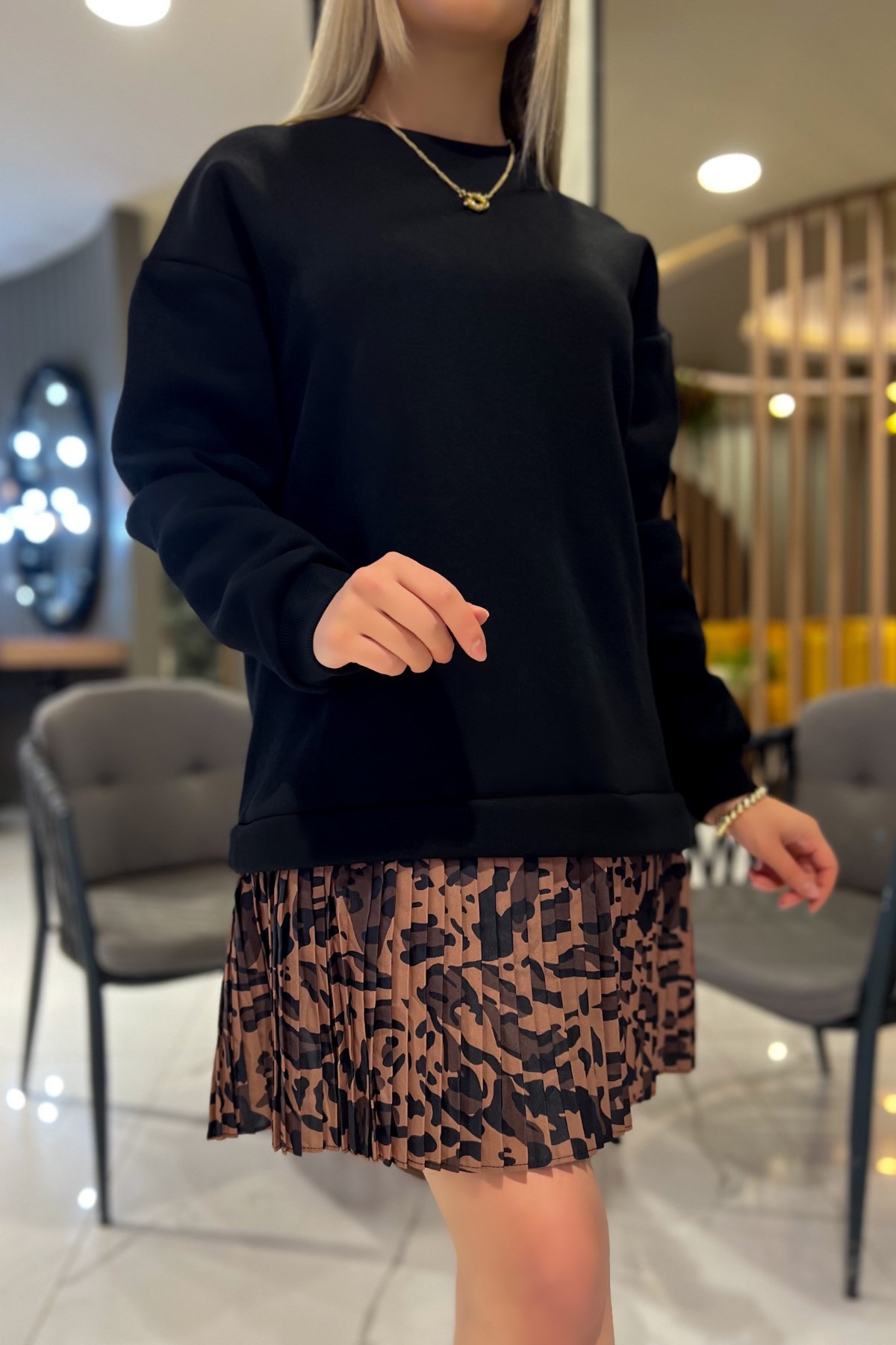 Leo Pilili Etek Detaylı Sweat Elbise | Dal Store