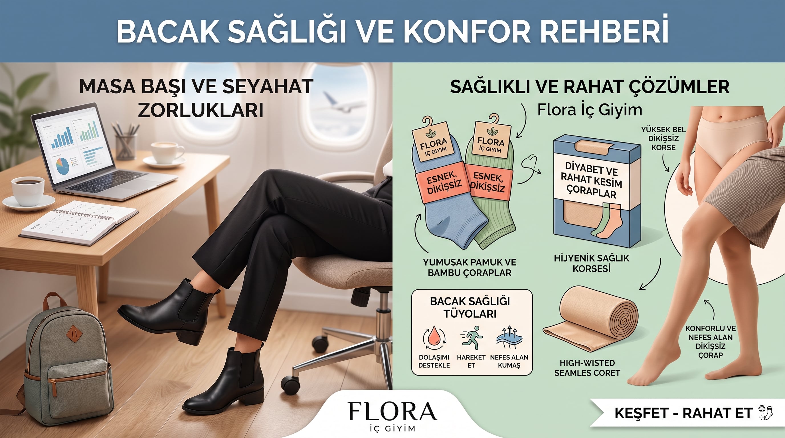 Masa Başı Çalışanlar ve Seyahat Edenler İçin Bacak Sağlığı: Korse & Doğru Çorap Seçimi