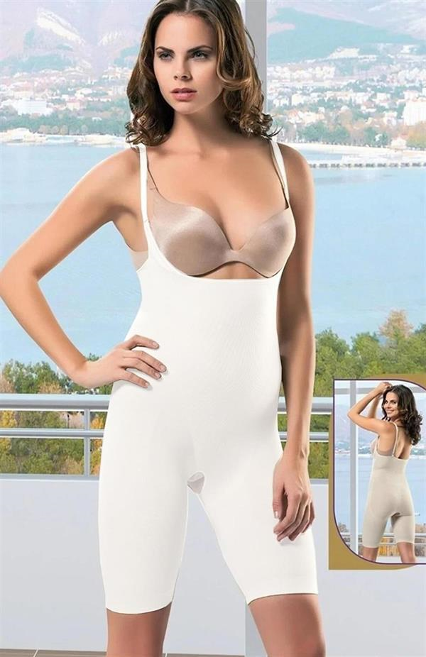 Dode Flora FormF 985 Kadın Beden Küçülten Dikişsiz Göğüs Altı Paçalı Açık Ağ Tam Boy Korse 
