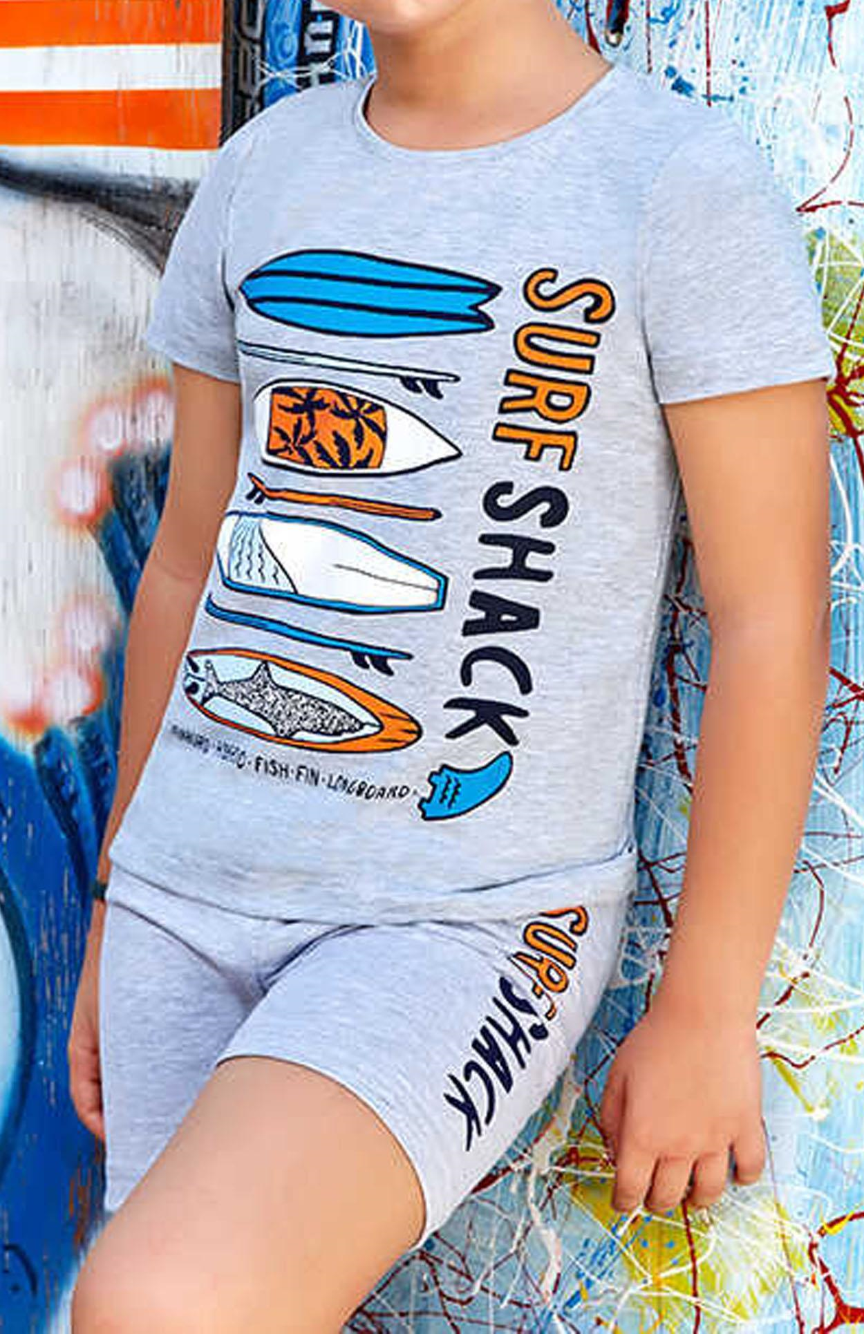Erkek Çocuk Surf Baskılı Şort Takım Berrak-5354