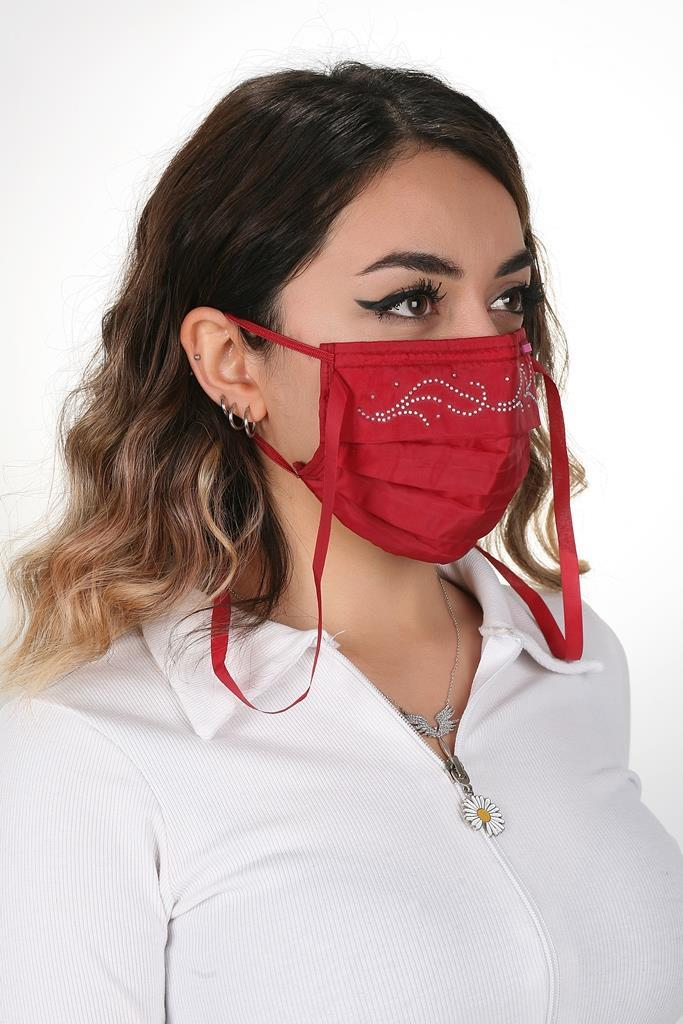 Gümüş İyonlu Boyundan Askılı Yıkanabilir Taşlı Maske T-1