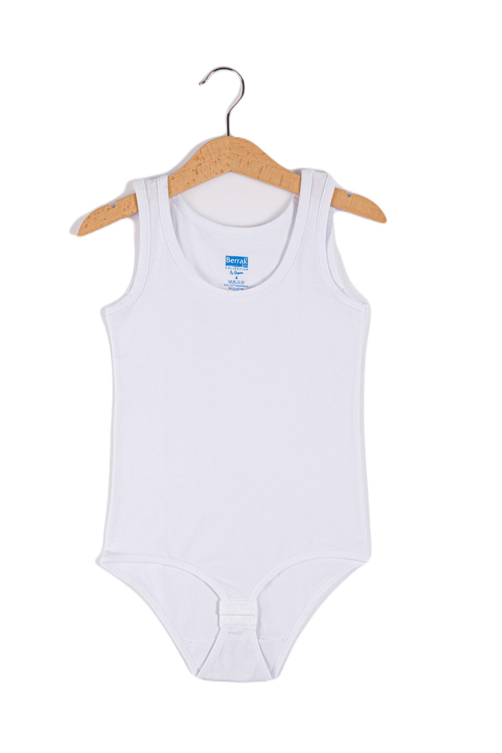 Kız Çocuk Likralı Geniş Askılı Kolsuz Çıtçıtlı Body Berrak-2538