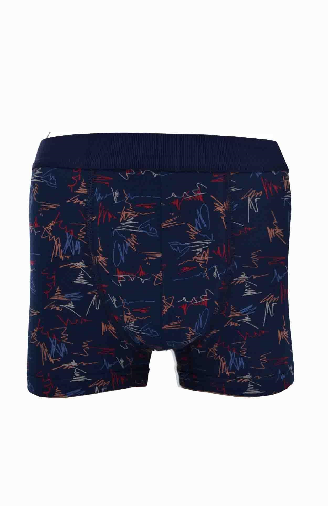 Erkek Desenli Likralı Penye 3 Lü Boxer Berrak-4480