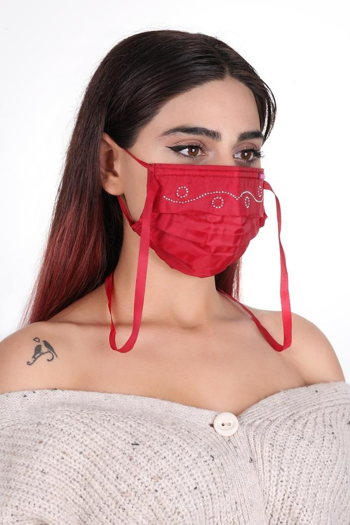 Gümüş İyonlu Boyundan Askılı Yıkanabilir Taşlı Maske T-3
