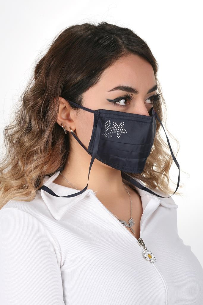 Gümüş İyonlu Boyundan Askılı Yıkanabilir Taşlı Maske K-5