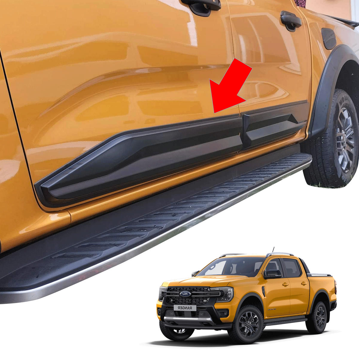 Ford Ranger T9 Kapı Kaplama Seti Kapı Koruma Kaplaması 2023 - 2024