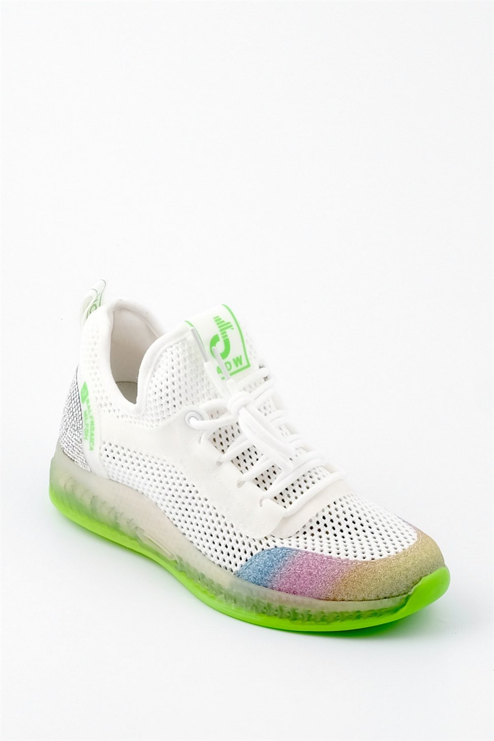 Kadın Renkli File Spor Ayakkabı & Sneaker Beyaz - Yeşil