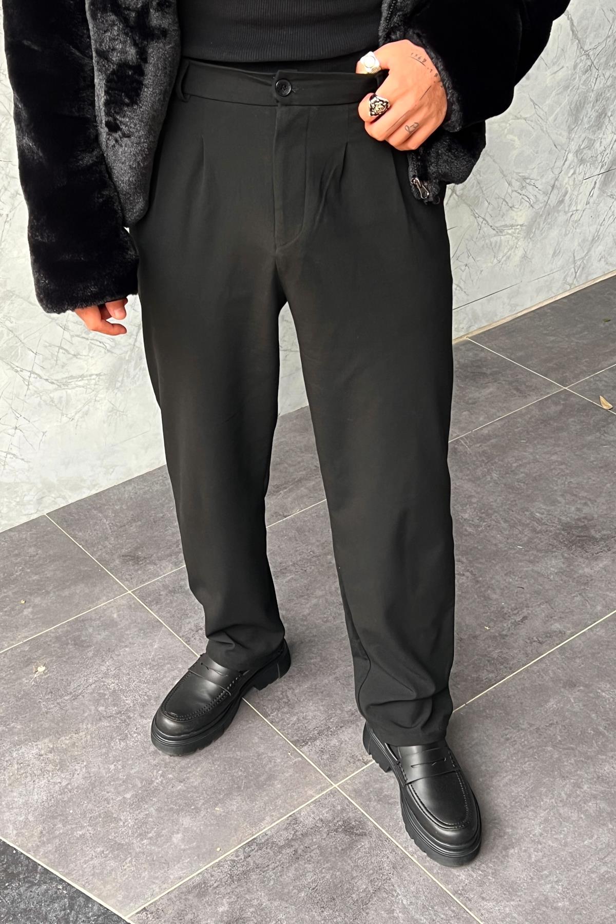 Erkek Klasik Pileli Baggy Pantolon