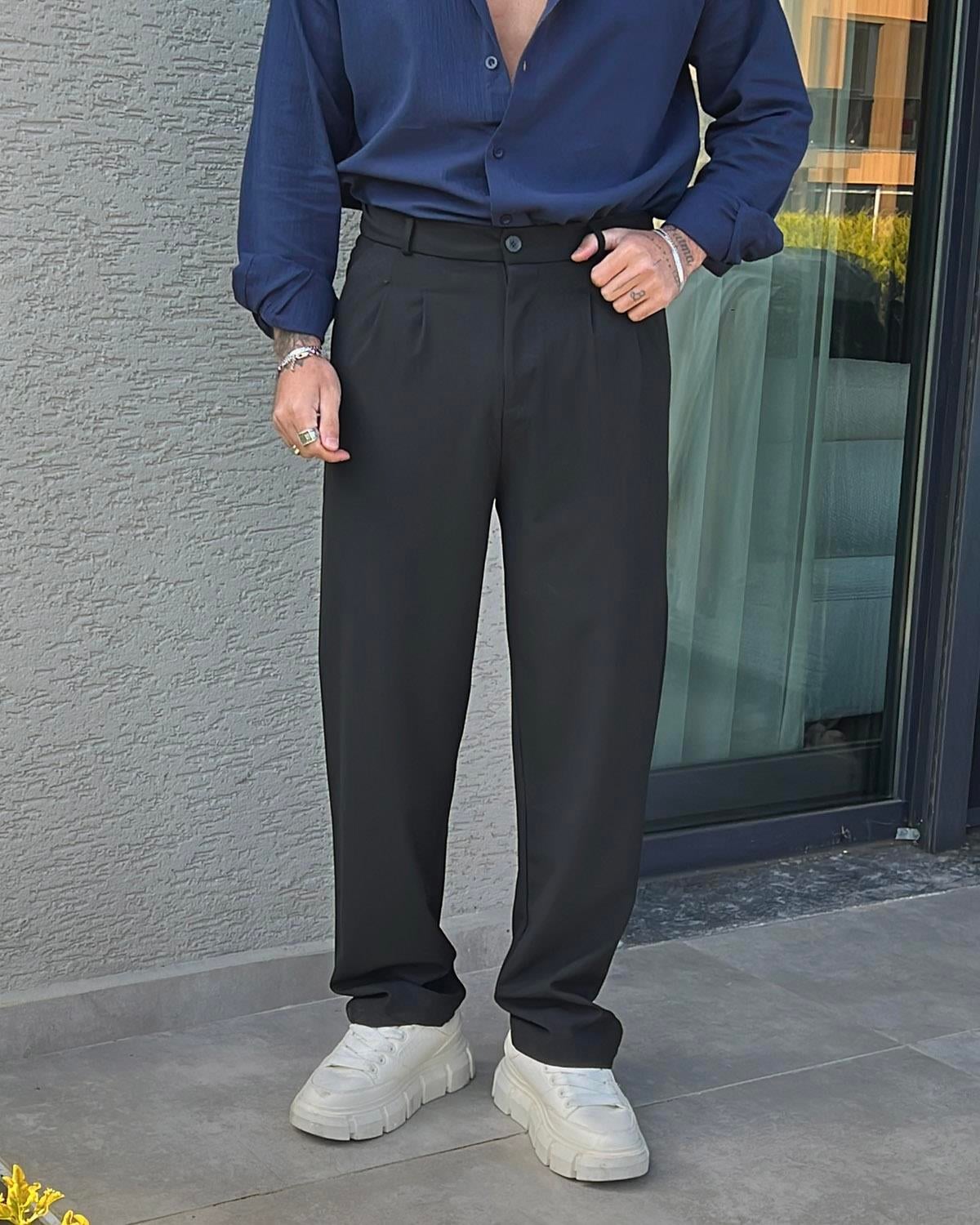 Klasik Basic Baggy Pantolon Siyah