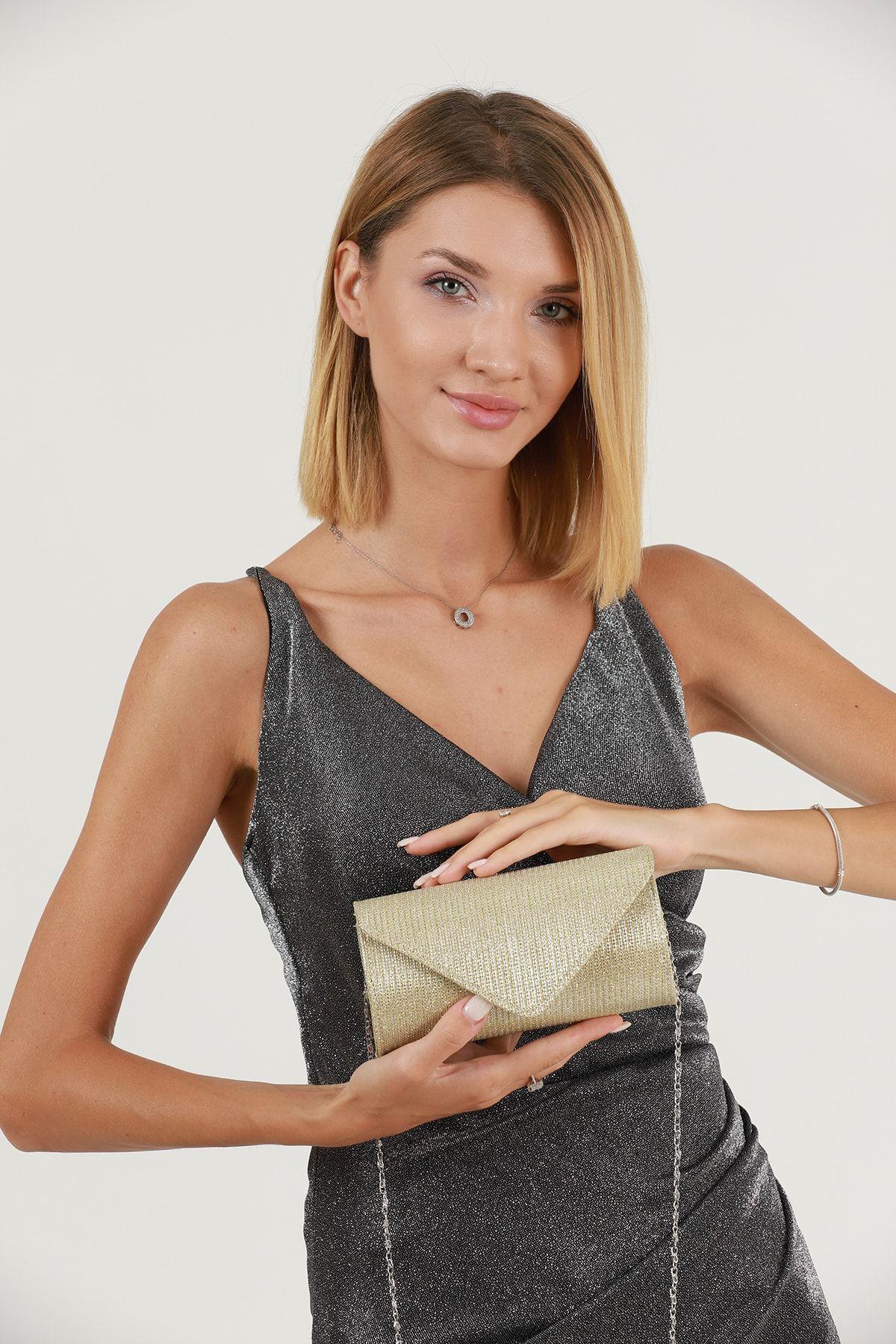 Abiye Bayan Çanta Gold AB0102