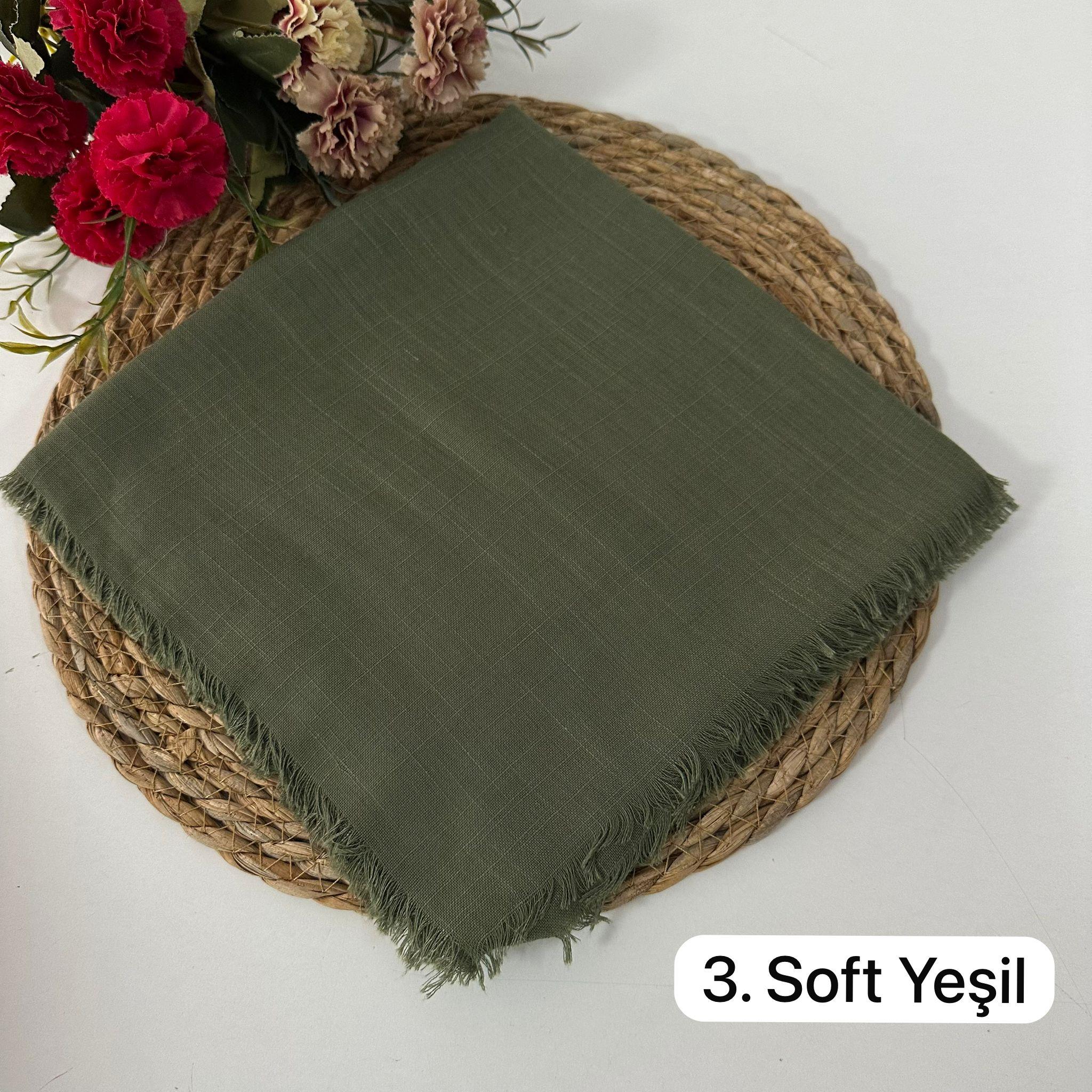 Arsel Moda Düz Renk Flamlı Eşarp Yeşil KBR0503