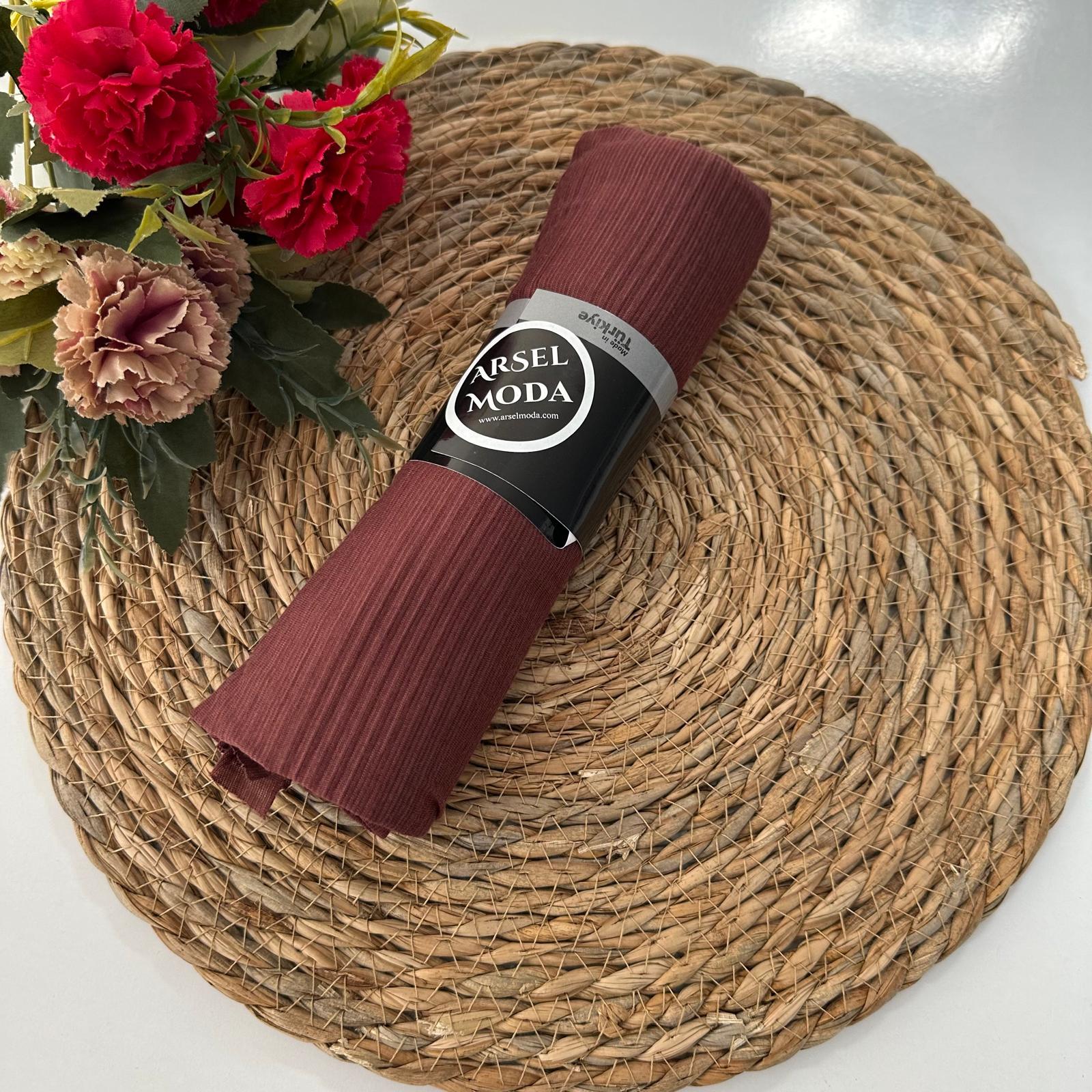 ARSEL MODA Pratik Pliseli Şal Gül Kurusu PVD0102