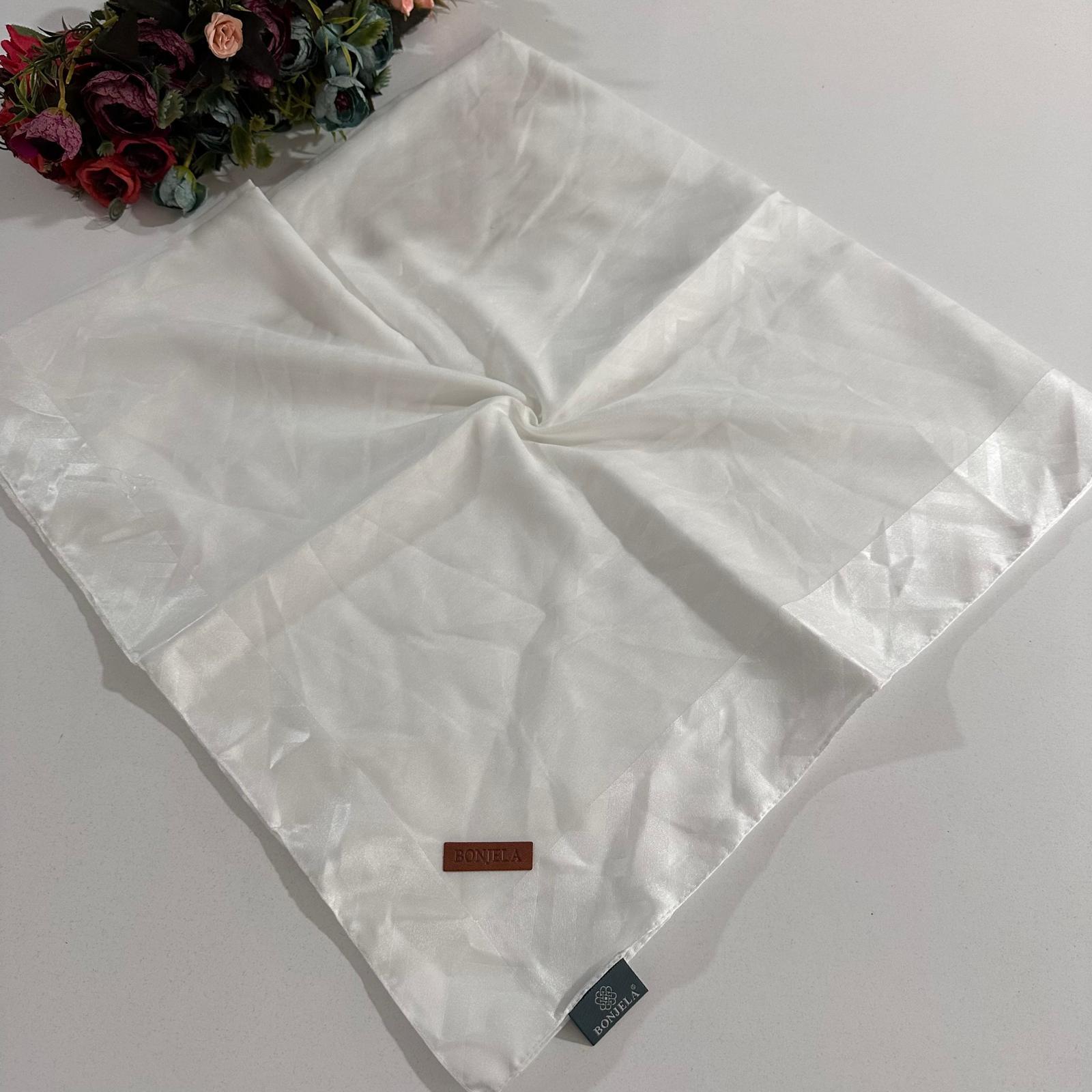Bonjela Lento Eşarp Geometrik Desen Beyaz LNT0328
