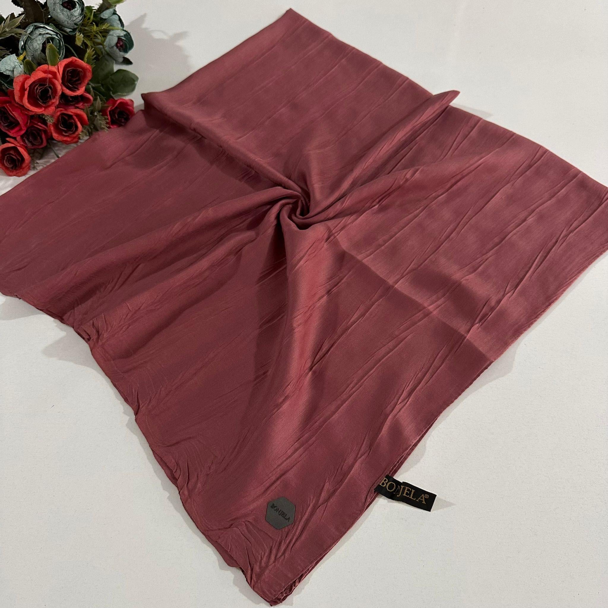 Bonjela Pliseli Bambu Eşarp Gül Kurusu PBE0204