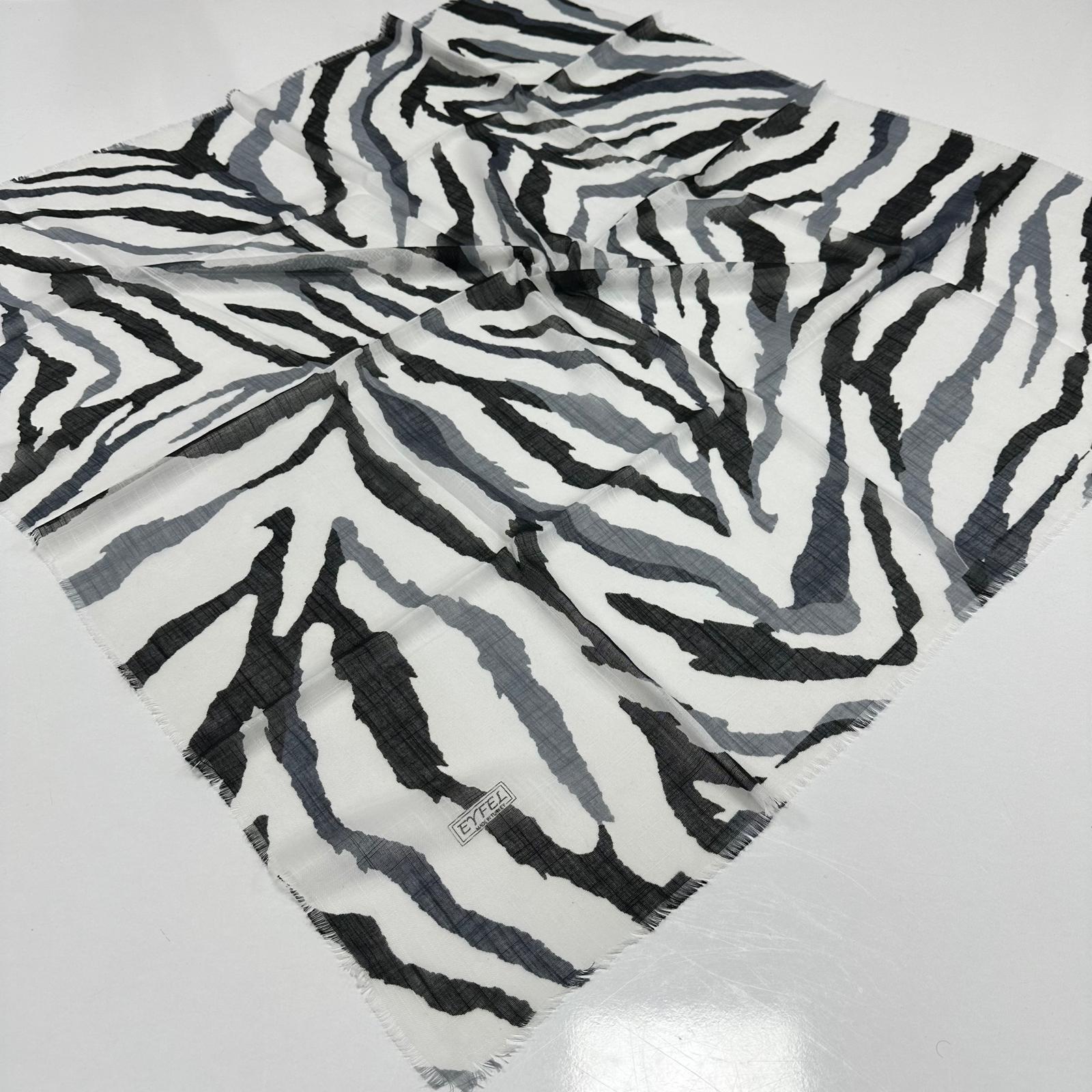 Eyfel Flamlı Pamuklu Eşarp Zebra Desen PFE3601