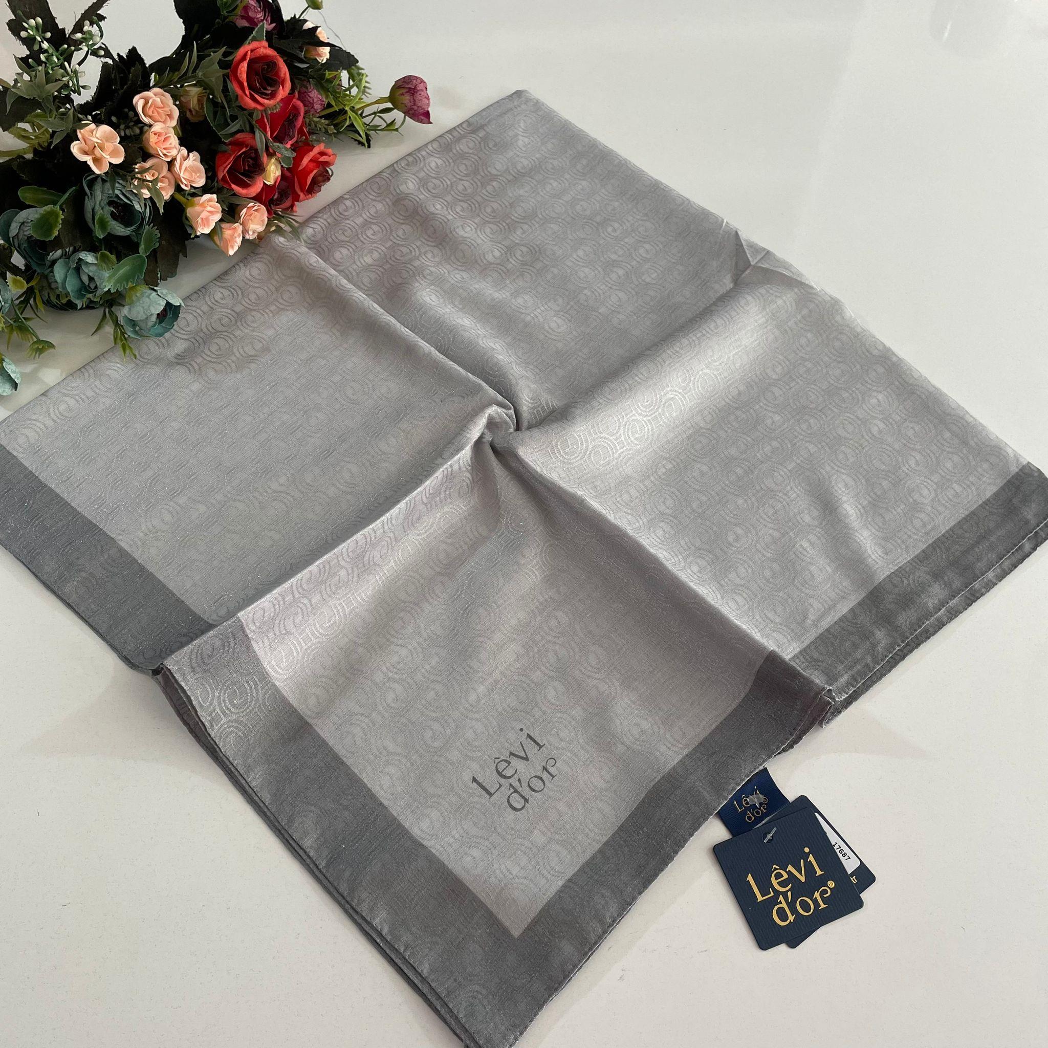 Levidor Premium Monogram Eşarp Açık Gri GX0204
