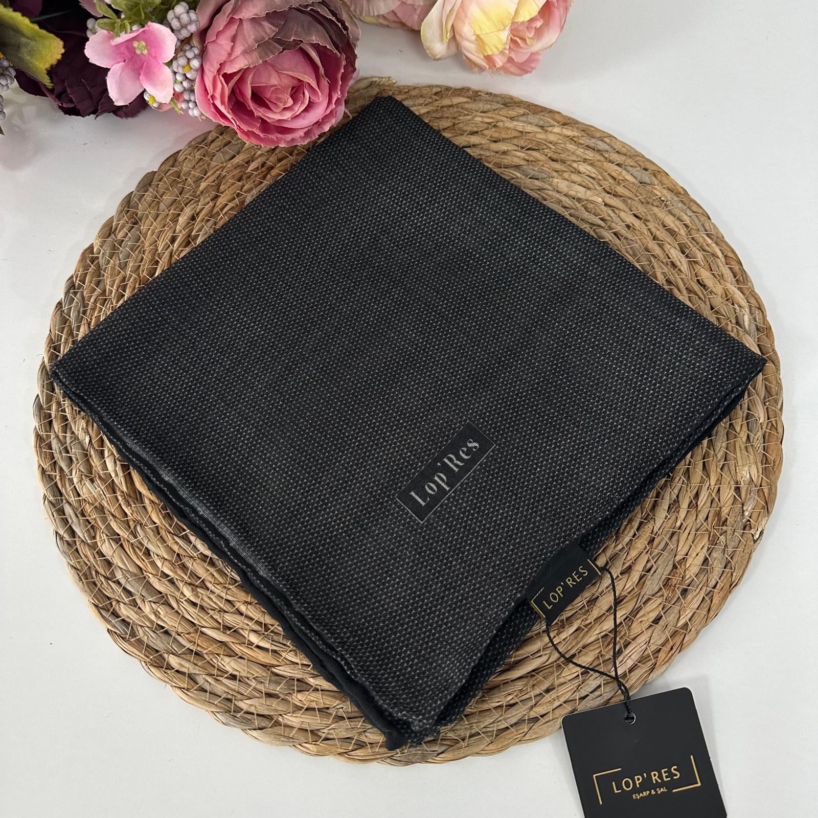 Lop'res Soft Pamuklu Eşarp Siyah Vizyon   LDNA1507