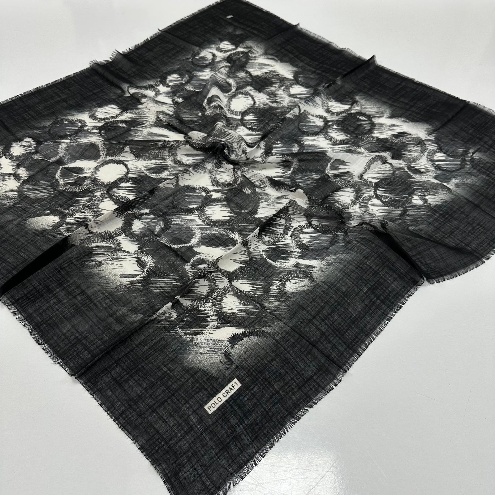 Polo Craft Pamuklu Flamlı Eşarp Siyah - Beyaz Serisi PFT2212