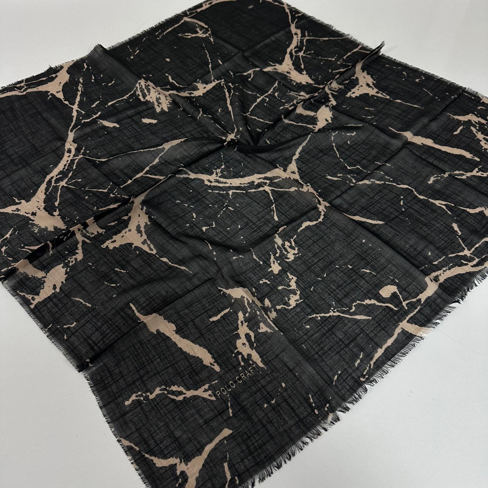 Polo Craft Pamuklu Flamlı Eşarp Siyah Vizyon PFT3226