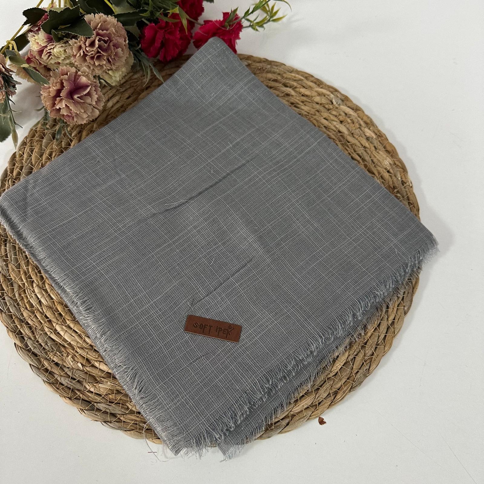 Soft İpek Simli Eşarp Gri SEA05