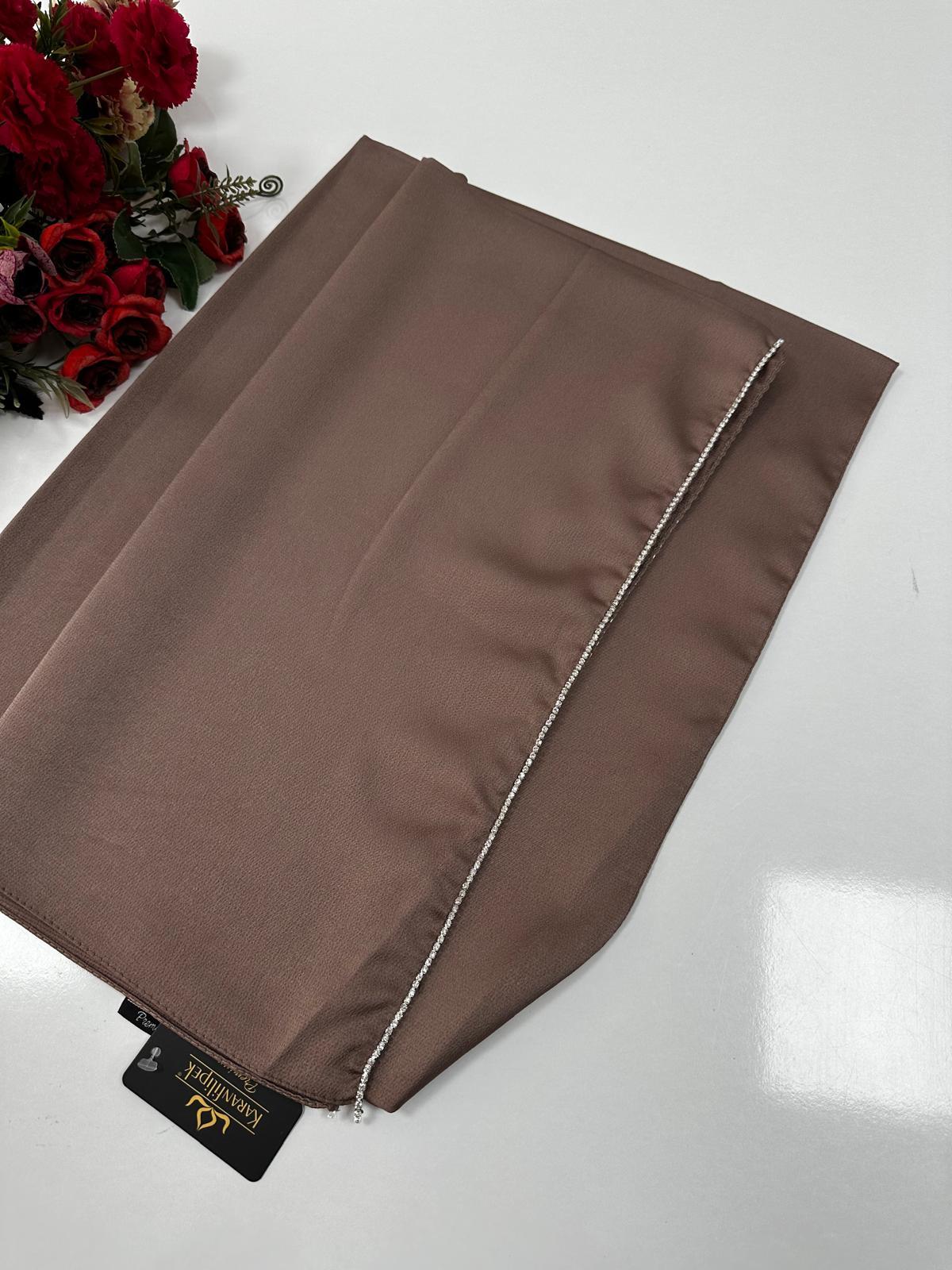 Taşlı Dubai İpeği Şal Gül Kurusu JJ0206
