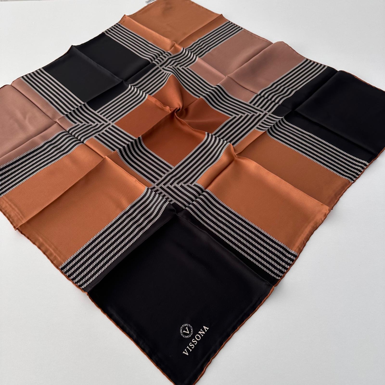 Vissona Twill İpek Eşarp Açık Kahve IPK4108