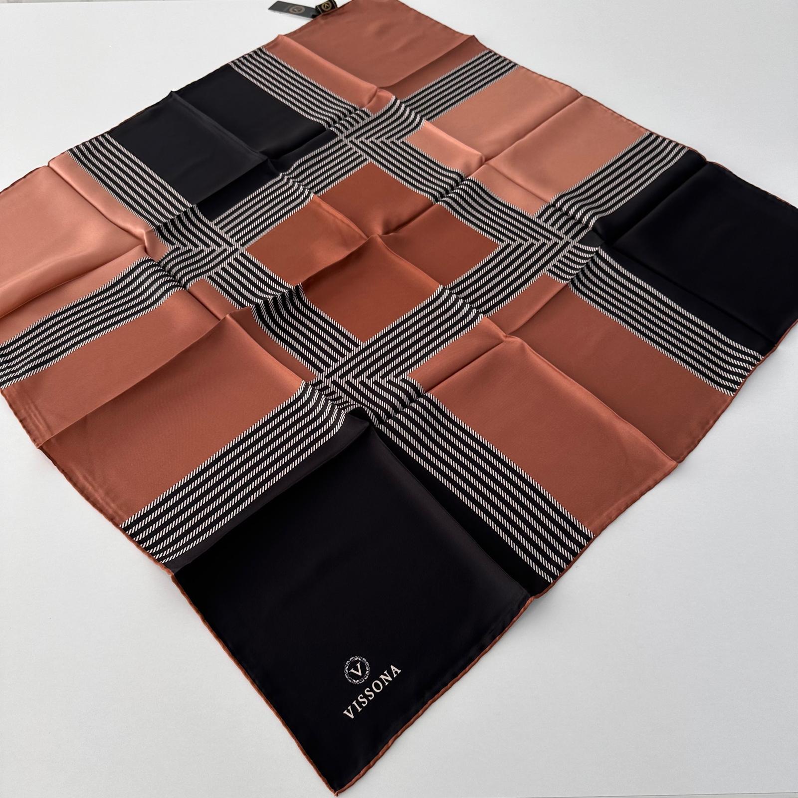 Vissona Twill İpek Eşarp Kahverengi IPK4103