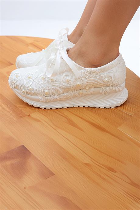 Beyond Kadın Güpürlü Wedding Gelinlik Sneaker 5,5cm BYNDWD800