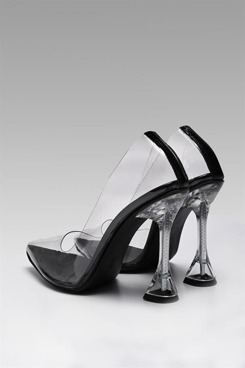 Princess Siyah Şeffaf Kadeh Topuklu Ayakkabı
