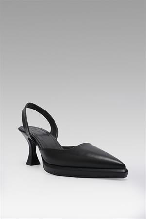 Sonia Sivri Burun Topuklu Ayakkabı Siyah Deri
