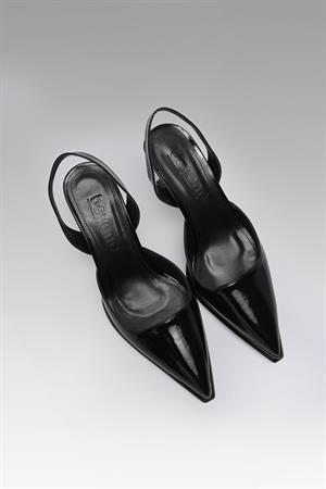 Sonia Sivri Burun Topuklu Ayakkabı Siyah Rugan