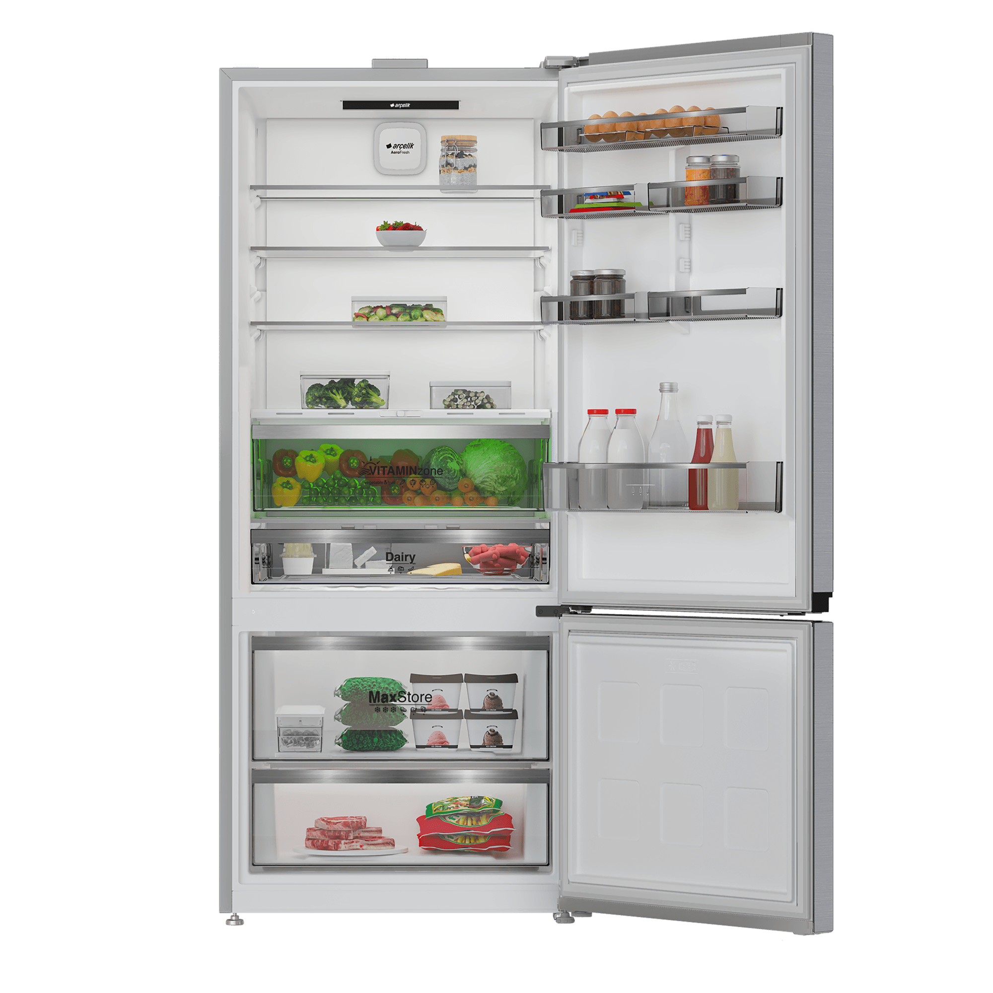 Arçelik 278552 EI AI MaxiFit Alttan Donduruculu Buzdolabı