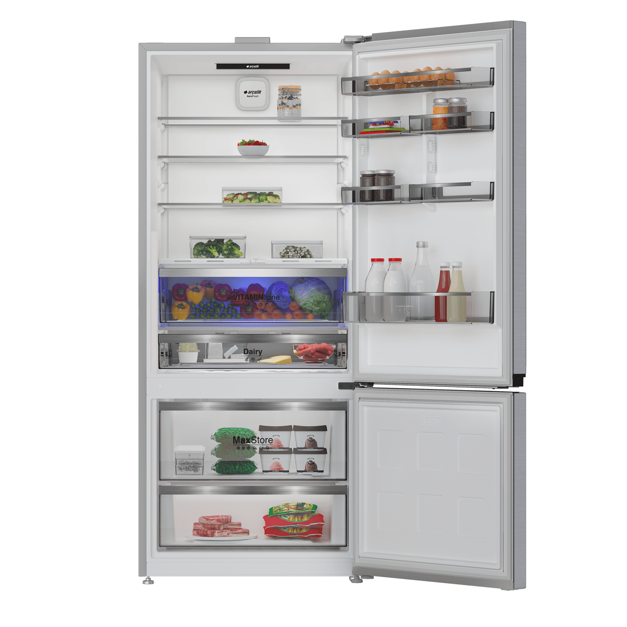 Arçelik 278552 EI AI MaxiFit Alttan Donduruculu Buzdolabı