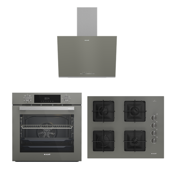 ARÇELİK KARE OCAKLI GRİ SET (ADE 606-2 G - OCD K 651 EG - AFC 361 G)